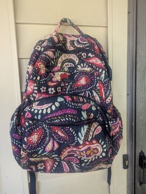 Vera Bradley Navy Pink Paisley Quilted Backpack